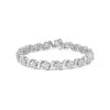 Haus Of Brilliance 14k White Gold 7 3/8 Cttw Round Brilliant Diamond Floral Cluster And S Link Bracelet In White
