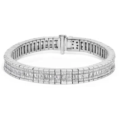 Haus Of Brilliance 14k White Gold 7 7/8 Cttw Princess And Baguette Diamond Eternity Line Tennis Brac