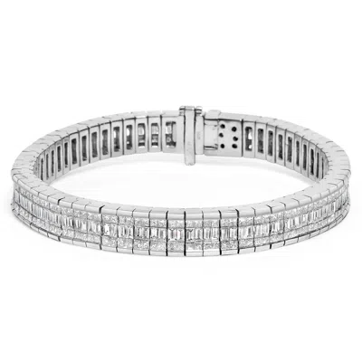 Haus Of Brilliance 14k White Gold 7 7/8 Cttw Princess And Baguette Diamond Eternity Line Tennis Bracelet