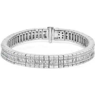 Haus Of Brilliance 14k White Gold 7 7/8 Cttw Princess And Baguette Diamond Eternity Tennis Bracelet In Metallic