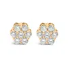 Haus Of Brilliance 14k White Gold 7 Stone Floral Cluster Round Brilliant Cut Diamond Stud Earrings With Screw Backs(i-j In Yellow