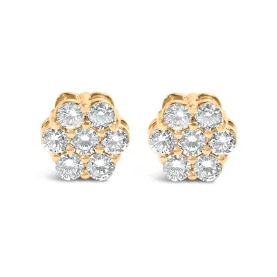 Haus Of Brilliance 14k White Gold 7 Stone Floral Cluster Round Brilliant Cut Diamond Stud Earrings With Screw Backs(i-j In Yellow
