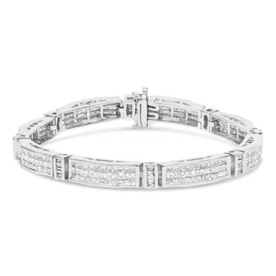 Haus Of Brilliance 14k White Gold 7.0 Cttw Princess And Baguette Diamond Alternating Link Tennis Bracelet