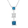 Haus Of Brilliance 14k White Gold 7/8 Cttw Treated Blue And White Princess Cut Diamond Pendant Necklace In White