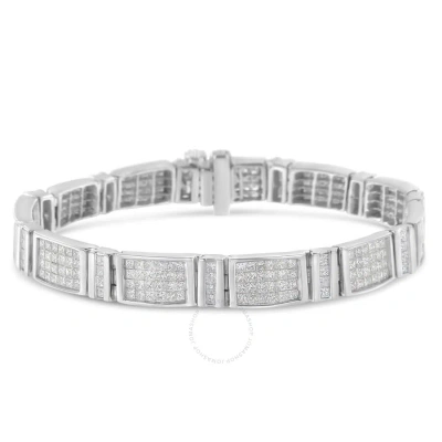 Haus Of Brilliance 14k White Gold 7.0 Cttw Princess Cut Diamond 7" Alternating Vertical And Horizontal Rectangular Link