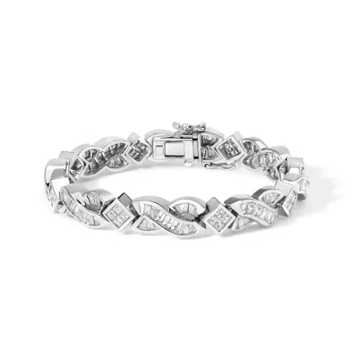 Haus Of Brilliance 14k White Gold 8 1/5 Cttw Diamond Geometric Link Twist Tennis Bracelet
