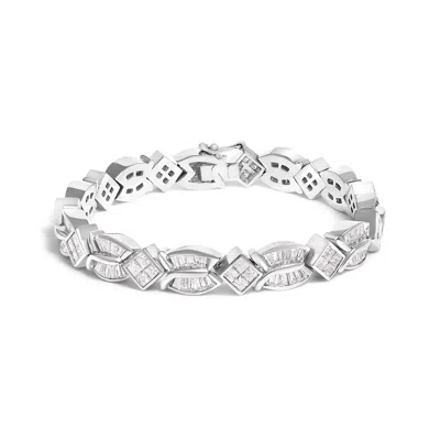 Haus Of Brilliance 14k White Gold 8 5/8ct Cttw Princess And Baguette Diamond Geometric Twist Link Bracelet