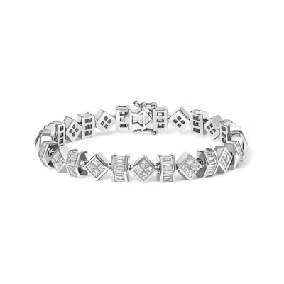 Haus Of Brilliance 14k White Gold 9.0 Cttw Princess And Baguette Diamond Geometrical Style Link Bracelet