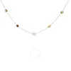 Haus Of Brilliance 14k White Gold Bezel Set Mixed Gemstone 7 Station Adjustable 18"-24" Necklace In White