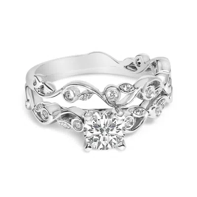 Haus Of Brilliance 14k White Gold Lab Grown Diamond 1.0 Cttw Vintage Style Engagement Ring And Band Set In Neutral