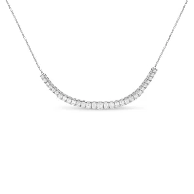 Haus Of Brilliance 14k White Gold Lab Grown Diamond 5.0 Cttw Emerald Cut Station Necklace In Metallic