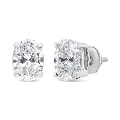 Haus Of Brilliance 14k White Gold Lab Grown Oval Solitaire Diamond Stud Earrings