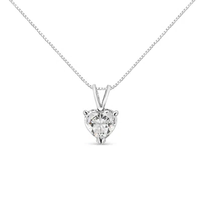 Haus Of Brilliance 14k White Gold Martini Set 1.00 Cttw Lab Grown Heart Diamond Solitaire 18" Pendant Necklace