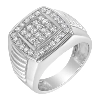 Haus Of Brilliance 14k White Gold Men's Diamond Squared Band Ring
