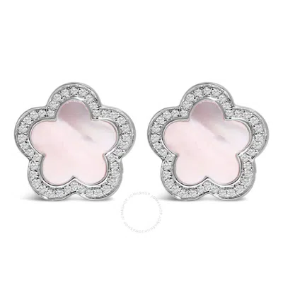 Haus Of Brilliance 14k White Gold Mother Of Pearl And 1/5 Cttw Diamond Halo Star Stud Earrings