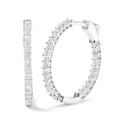 Haus Of Brilliance 14k White Gold Natural Princess Cut Diamond Inside Out Hoop Earrings