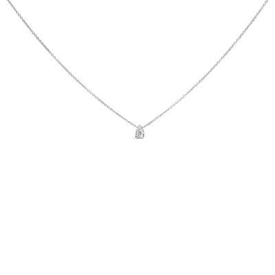 Haus Of Brilliance 14k White Gold Pear Shape Lab Grown Diamond Solitaire Pendant Necklace In Silver