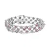 Haus Of Brilliance 14k White Gold Pink Sapphire And Diamond Floral Lattice Link Bracelet In White