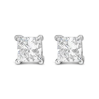 Haus Of Brilliance 14k White Gold Princess Cut Lab-grown Diamond Solitaire Stud Earrings