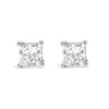 Haus Of Brilliance 14k White Gold Princess Cut Lab-grown Diamond Solitaire Stud Earrings In White