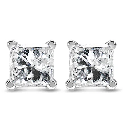 Haus Of Brilliance 14k White Gold Princess Cut Lab-grown Diamond Solitaire Stud Earrings