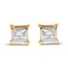 Haus Of Brilliance 14k White Gold Princess-cut Treated Black Diamond Classic 4-prong Stud Earrings In Yellow