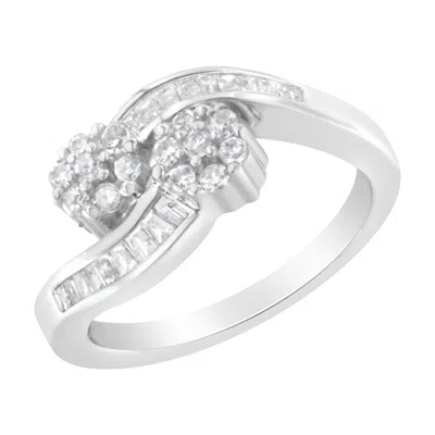 Haus Of Brilliance 14k White Gold Round And Baguette Diamond Bypass Ring