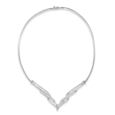 Haus Of Brilliance 14k White Gold Round And Princess Cut Diamond 'v' Shape Fashion Pendant