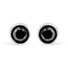 Haus Of Brilliance 14k White Gold Round Brilliant-cut Black Diamond Bezel-set Stud Earrings With Screw Backs In White