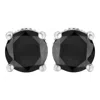 Haus Of Brilliance 14k White Gold Round Brilliant-cut Black Diamond Classic 4-prong Stud Earrings With Screw Backs In White