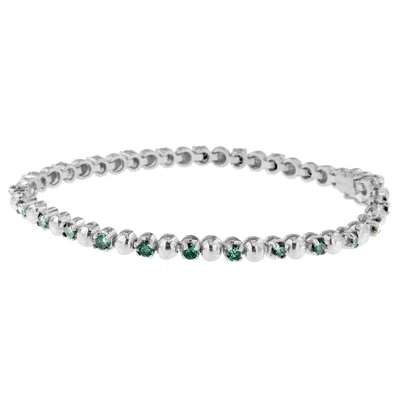 Haus Of Brilliance 14k White Gold Round-cut Blue Diamonds Bracelet