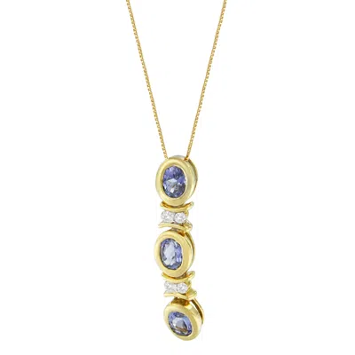 Haus Of Brilliance 14k White Gold Round Cut Diamonds And Tanzanite Pendant Necklace In Yellow