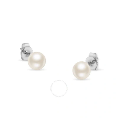 Haus Of Brilliance 14k White Gold Round Freshwater Akoya Cultured 5.5-6mm Pearl Stud Earrings Aaa+ Q