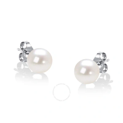 Haus Of Brilliance 14k White Gold Round Freshwater Akoya Cultured 6.5-7mm Pearl Stud Earrings Aaa+ Q