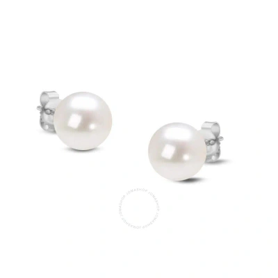 Haus Of Brilliance 14k White Gold Round Freshwater Akoya Cultured 8-8.5mm Pearl Stud Earrings Aaa+ Q