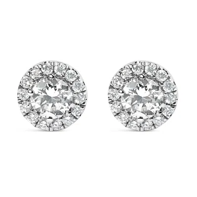 Haus Of Brilliance 14k White Gold Round Lab-grown Diamond Halo Stud Earrings