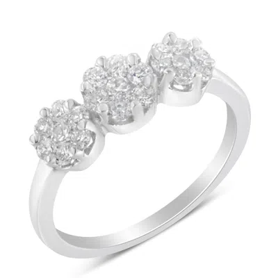 Haus Of Brilliance 14k White Gold Three-stone Cluster Diamond Ring