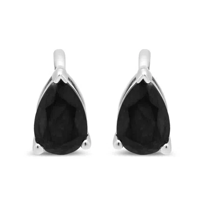Haus Of Brilliance 14k White Gold Treated Black Pear Shaped Solitaire Diamond 3 Prong Stud Earrings