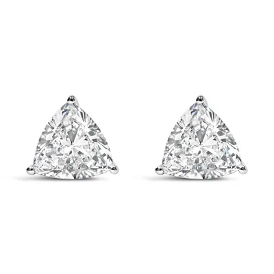 Haus Of Brilliance 14k White Gold Trillion Cut Lab Grown Diamond 3-prong Classic Solitaire Stud Earrings