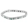 Haus Of Brilliance 14k White Gold White And Treated Blue Diamond Bracelet In White