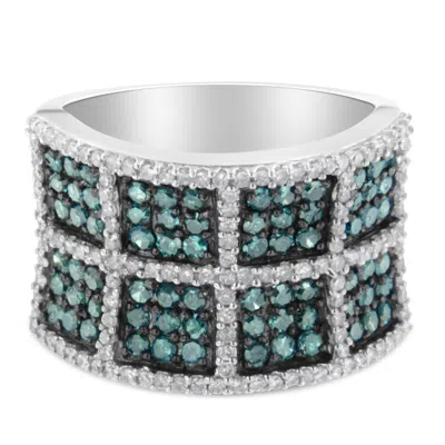 Haus Of Brilliance 14k White Gold White And Treated Blue Diamond Cocktail Ring