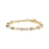 Haus Of Brilliance 14k Yellow 5mm Trillion Cut Blue Tanzanite And 1 1/10 Cttw Diamond Tennis 7" Inches Bracelet In Yellow