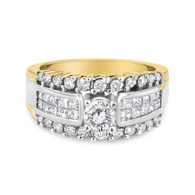 Haus Of Brilliance 14k Yellow And White Gold 1 1/2 Cttw Round And Princess-cut Diamond Band Ring In Multi