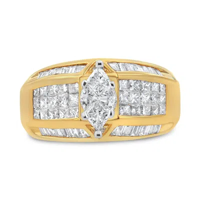 Haus Of Brilliance 14k Yellow And White Gold 1 3/4 Cttw Round, Baguette, Princess And Pie-cut Diamond Ring In Multi