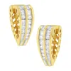 Haus Of Brilliance 14k Yellow And White Gold 1.0 Cttw Channel Set Round And Baguette Diamond Multi Row Huggy Hoop Earri In Yellow