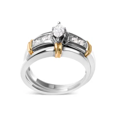 Haus Of Brilliance 14k Yellow And White Gold 1/3 Cttw Marquise Diamond Cocktail Engagement Ring Set In Multi