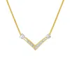 Haus Of Brilliance 14k Yellow And White Gold 1/4 Cttw Princess Cut Diamond Channel-set "v" Shape 18" Pendant Necklace In Multi