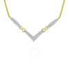 HAUS OF BRILLIANCE HAUS OF BRILLIANCE 14K YELLOW AND WHITE GOLD 2 CTTW DIAMOND "V" SHAPE STATMENT 18" NECKLACE (H-I