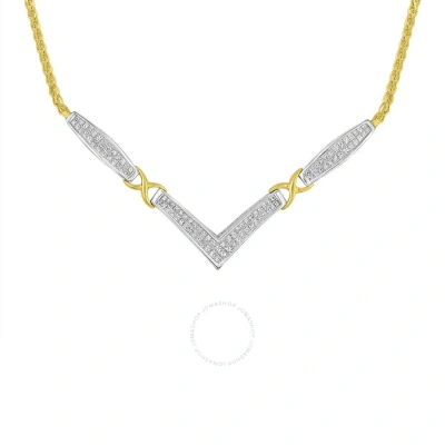 Haus Of Brilliance 14k Yellow And White Gold 2 Cttw Diamond "v" Shape Statment 18" Necklace (h-i In Two-tone
