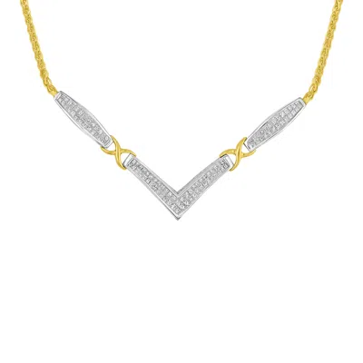 HAUS OF BRILLIANCE 14K YELLOW AND WHITE GOLD 2.0 CTTW PRINCESS CUT DIAMOND FLARED AND X-STATION V SHAPED 18" FRANCO CHA